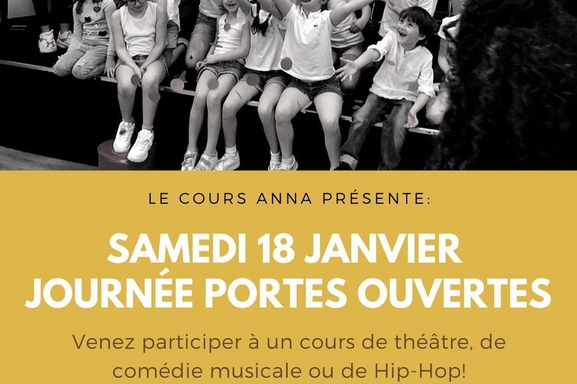 Profitez des Portes Ouvertes des Cours Anna et participez à un cours gratuit pour les enfants et ado de 4 à 18 ans ce Samedi 18 Janvier 2020