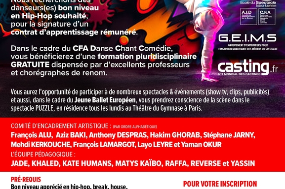 Appel à candidatures : intégrez la section hip-hop de la formation CFA de l'Académie Internationale de Danse et devenez un danseur professionnel et reconnu dans le milieu