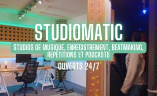 Découvrez Studiomatic, les studios d’enregistrement ouverts 24/7 et accessibles à tous. On vous offre une session de 3h pour enregistrer votre bande-démo !