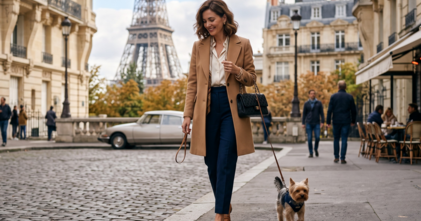 Casting femme élégante avec son petit chien pour figuration dans un film anglais diffusé sur Netflix
