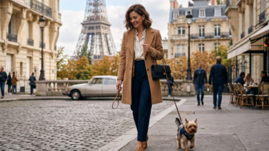 Casting femme élégante avec son petit chien pour figuration dans un film anglais diffusé sur Netflix