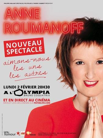 Aimons nous les uns les autres, le nouveau spectacle d'Anne Roumanoff retransmis en direct dans 100 cinémas