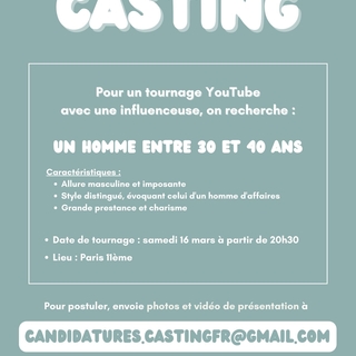 Appel à candidatures pour le tournage d'une vidéo YouTube avec une grande influenceuse !