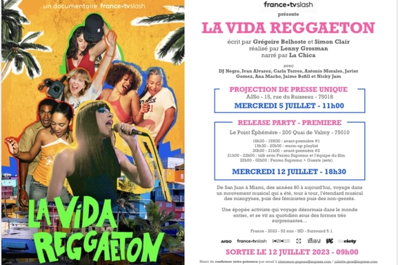 Évènement : venez assister à la release party du documentaire musical "La Vida Reggaeton" le mercredi 12 juillet à Paris à l'occasion de sa sortie sur France Tv Slash